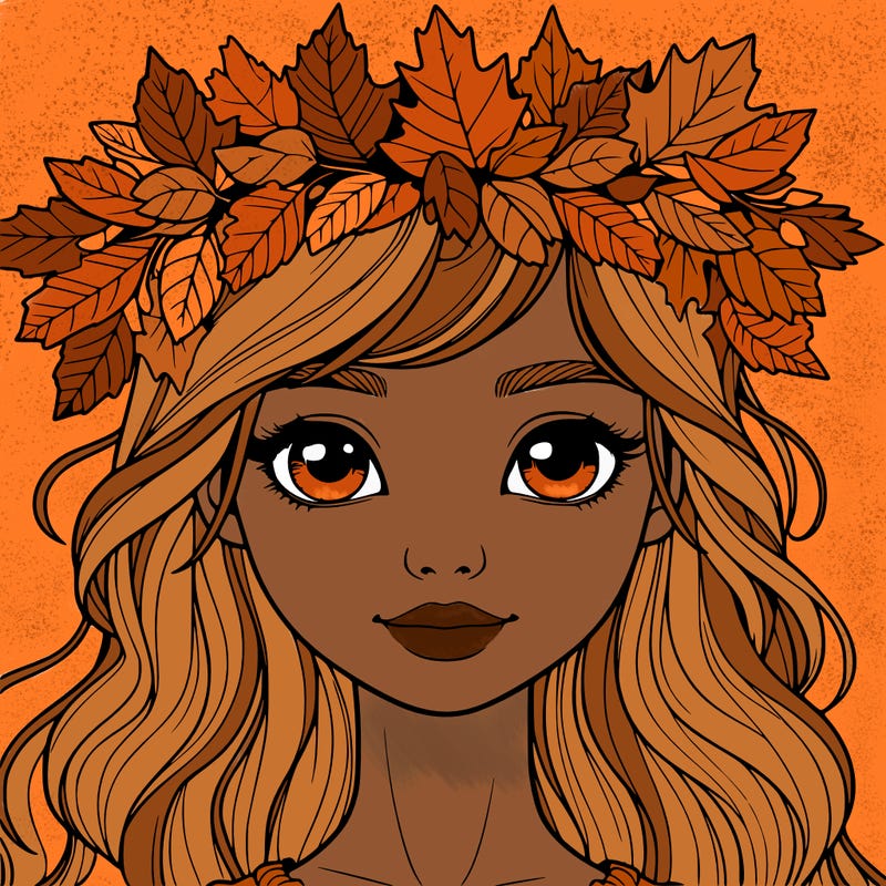 realistic girl with fall leaf crown