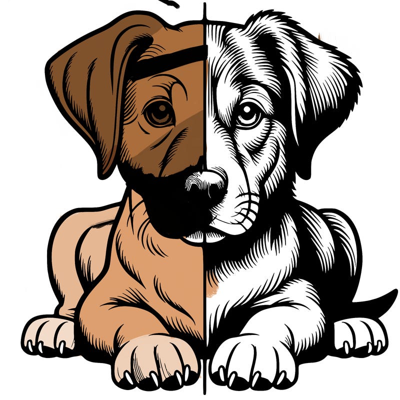 realistic dog split picture