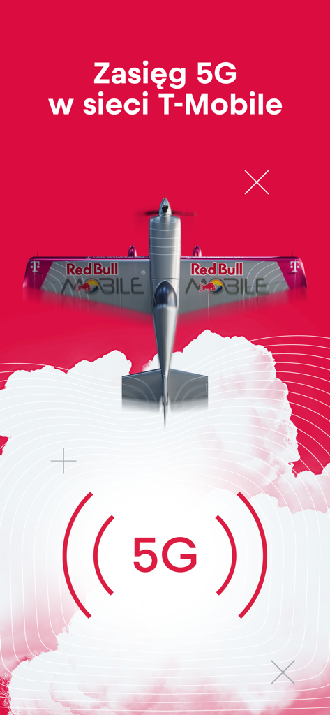 Red Bull branded airplane with 5G network signal icon