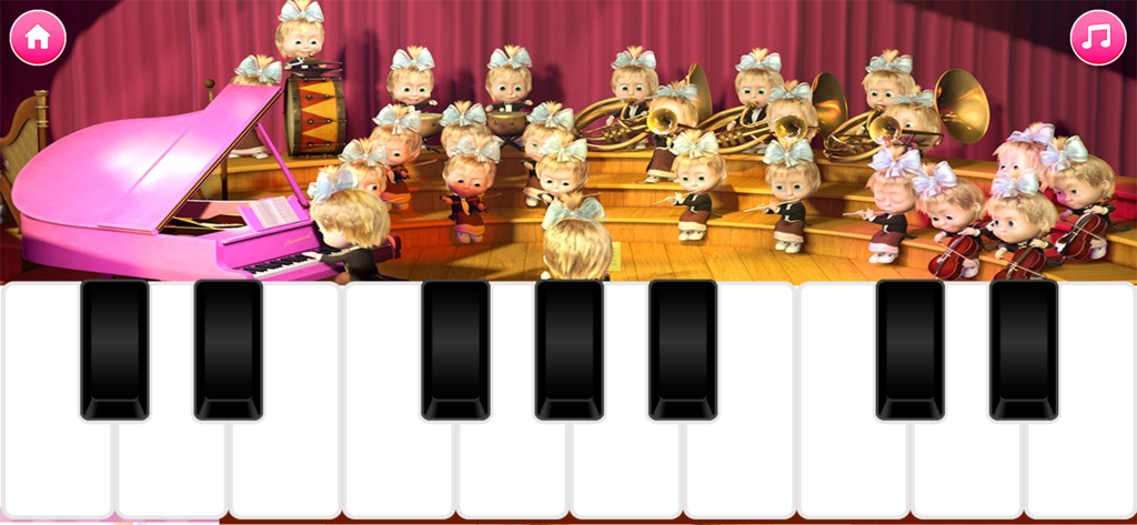 Masha and the Bear. Activities - Masha and the Bear musical game with a digital piano and an orchestra
