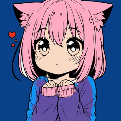 shy anime catgirl