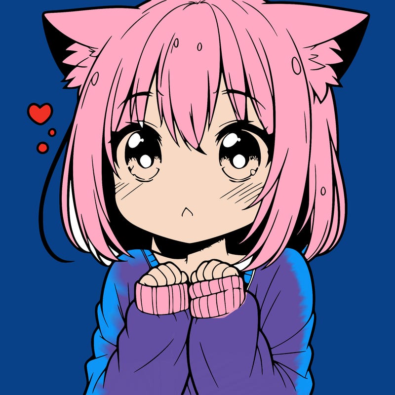 shy anime catgirl