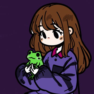 girl with long hair and a oversized shirt. and she is holding a frog