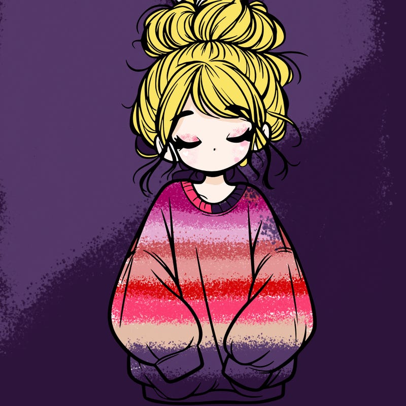 girl with baggy sweatshirt and messy bun