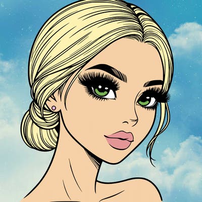 realistic girl with lashes