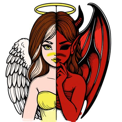 realistic angel half demon