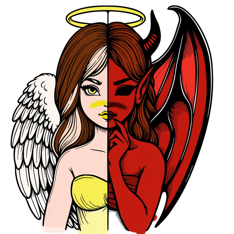 realistic angel half demon