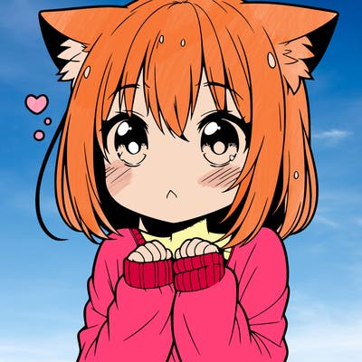 shy anime catgirl