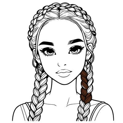 realistic girl with braids