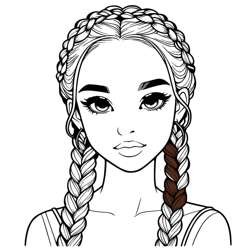 realistic girl with braids