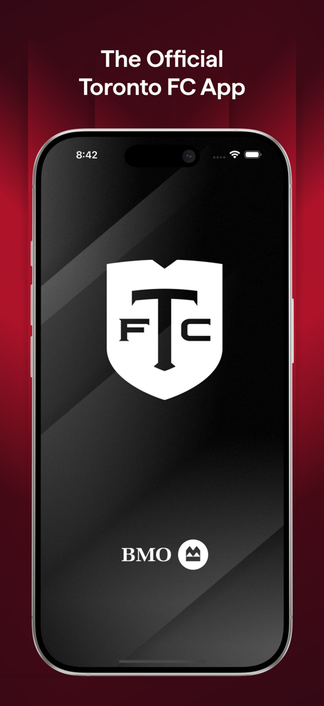 Official Toronto FC mobile app splash screen displaying the team crest