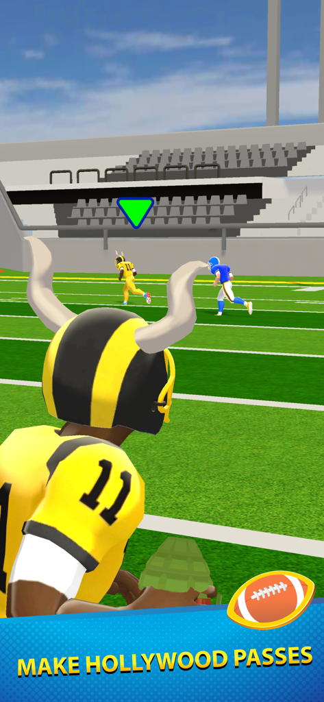 Hyper Touchdown 3D - 3D American football player in yellow jersey making a pass in Hyper Touchdown 3D