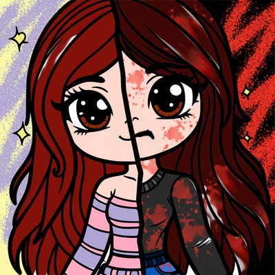 a girl half and half