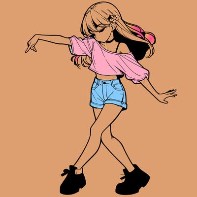 realistic girl danceing