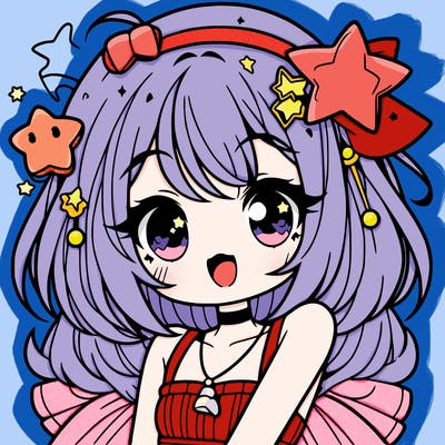 cute anime girl with star accessories