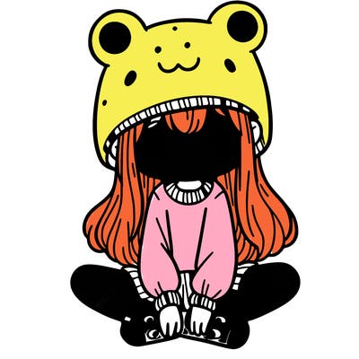 a girl wearing a frog hat and some frog socks