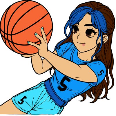 realistic girl playing basketball