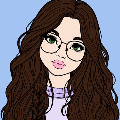 girl with long hair and freckles and glasses realistic
