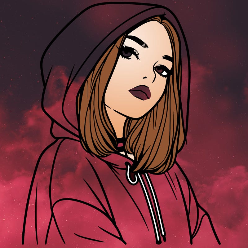 a realistic girl in a hoodie