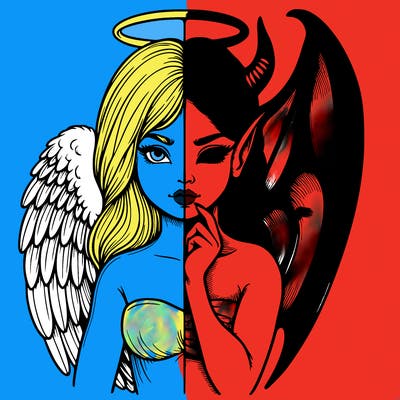 realistic angel half demon