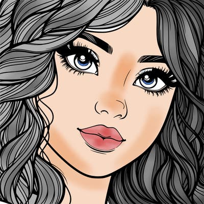 beautiful realistic girl close up to the camera with wavy hair,