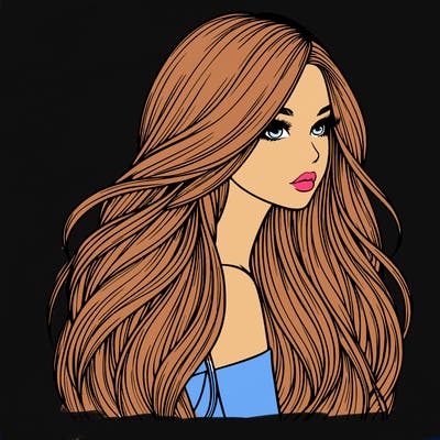 realistic girl with long realistic hair