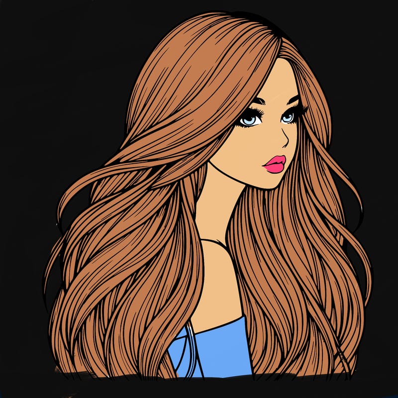 realistic girl with long realistic hair