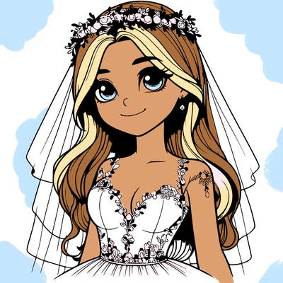 realistic girl in a wedding dress