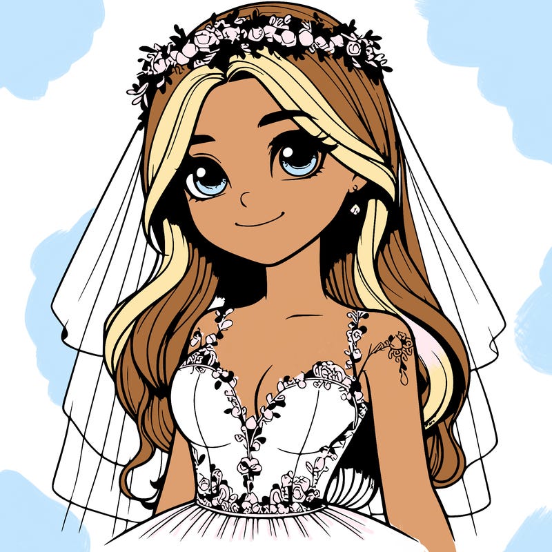 realistic girl in a wedding dress