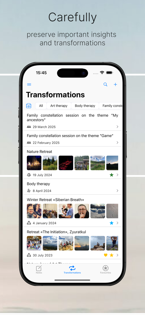 Notes soul way - Una lista de ideas personales y transformaciones vitales en la aplicación móvil Notes soul way.