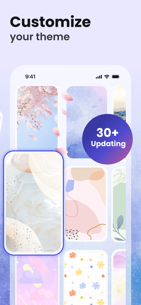 A selection of stylish and elegant themes available for the period tracker app