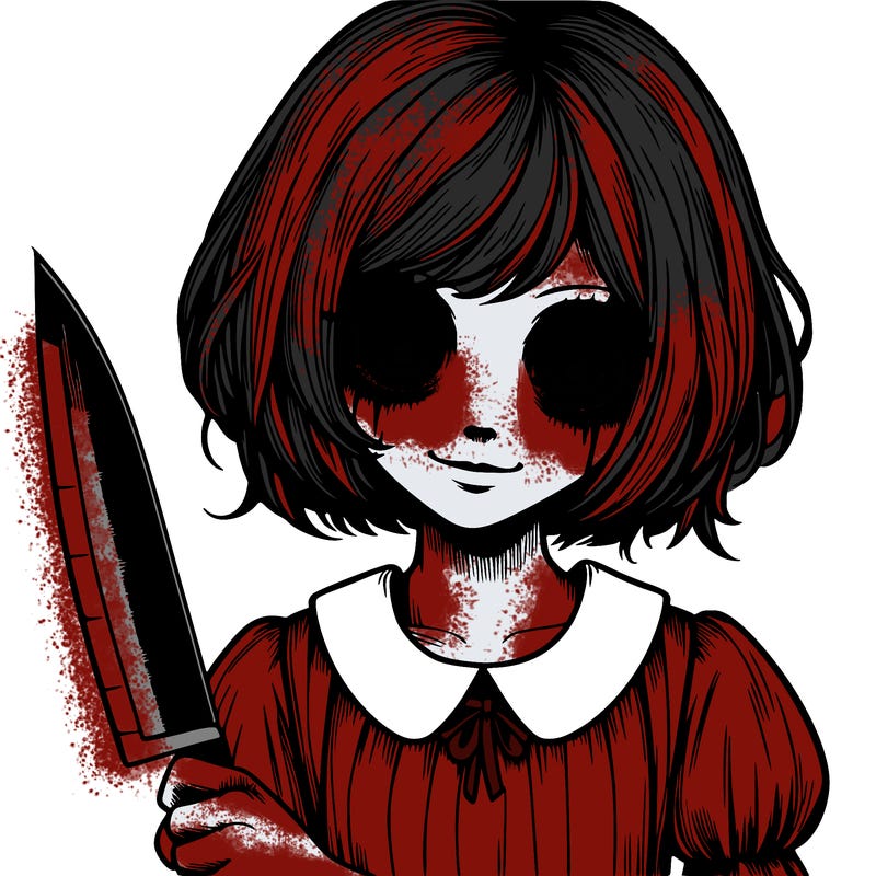 a creepy realistic girl with a knife