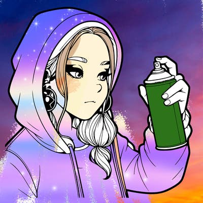 a realistic girl, spray painting