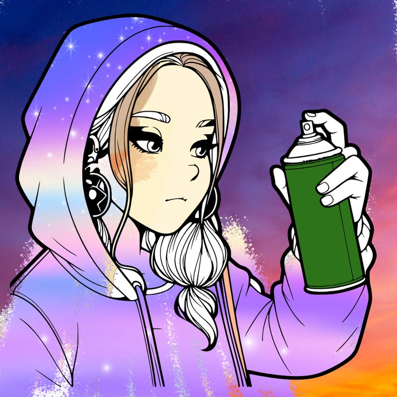 a realistic girl, spray painting