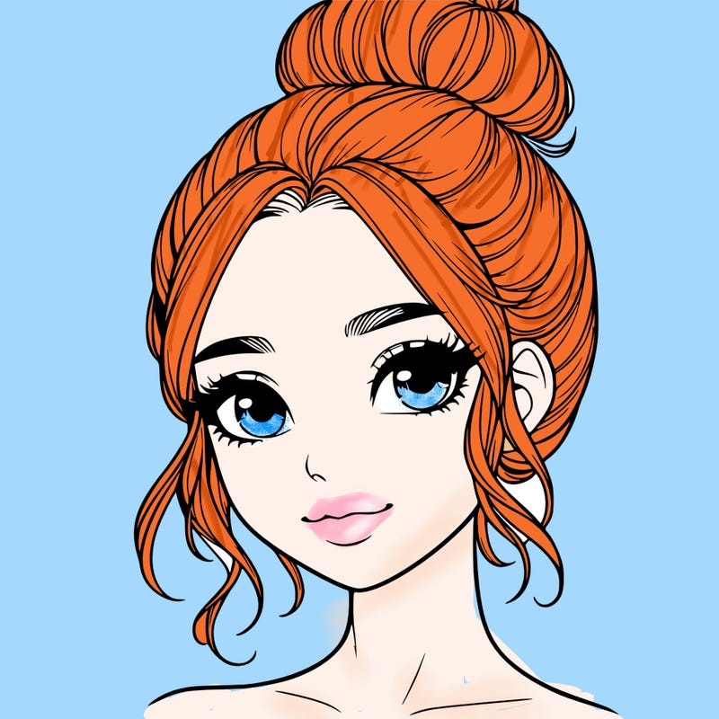 realistic pretty girl with hair in bun