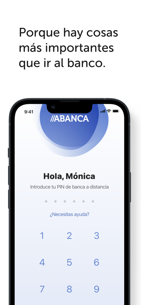 ABANCA - Mobile Banking - ABANCA mobile banking login screen with numeric keypad for PIN entry