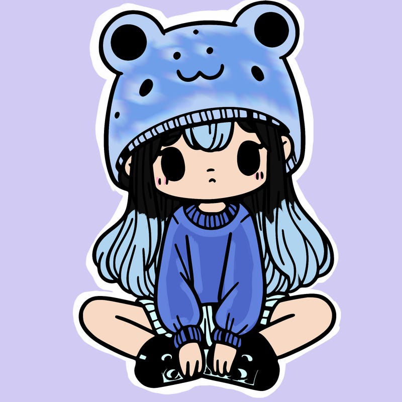 a girl wearing a frog hat and some frog socks