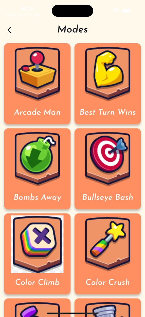 CM Link Daily Spins & Dice - Interface showing various game modes like Arcade Man and Bombs Away in the CM Link app