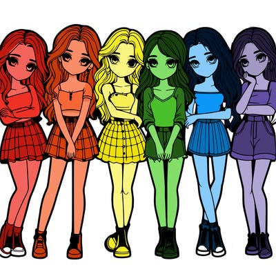 a group of girls realistic