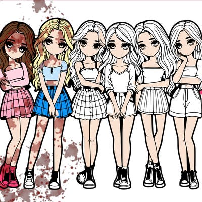 a group of girls realistic