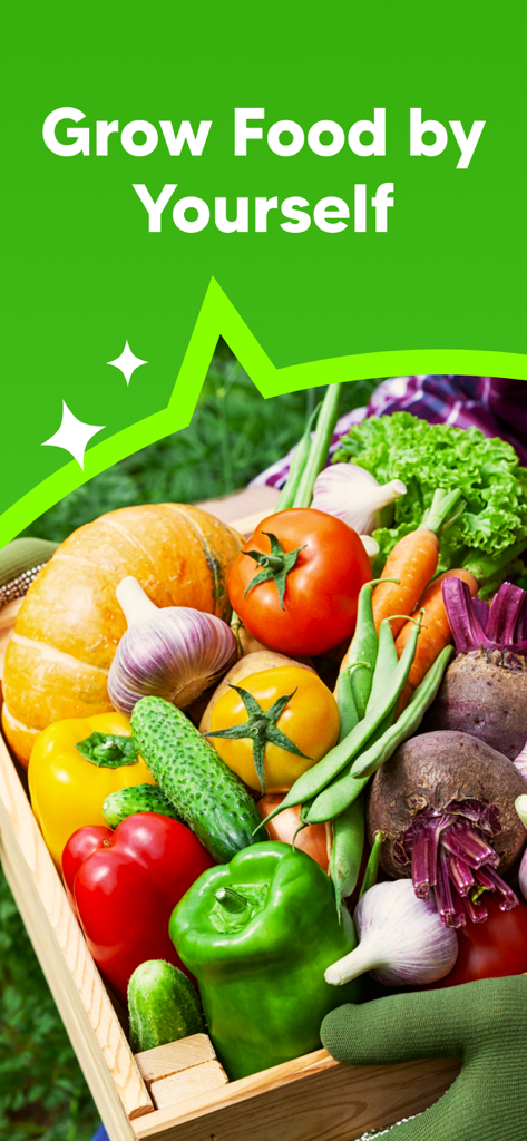 GrowIt: Garden Planner - Una caja de madera llena de varias verduras frescas de cosecha propia como tomates, pimientos y zanahorias