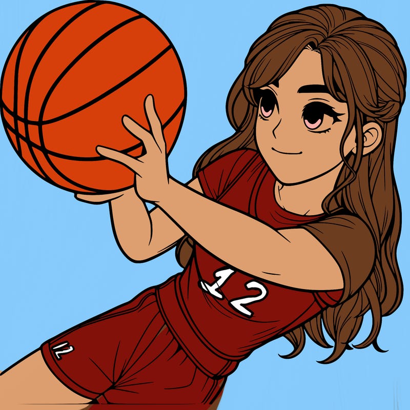 realistic girl playing basketball