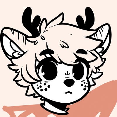 a humanoid deer with soft fluffy ears