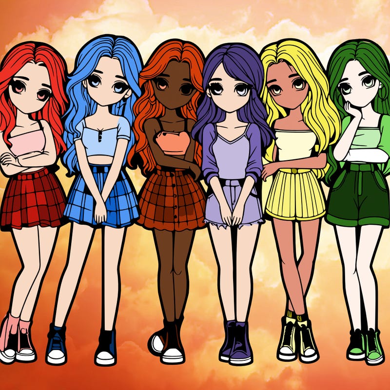 a group of girls realistic