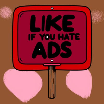 a sign that says like if you hate ads