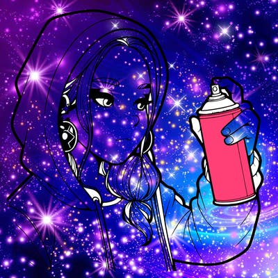 a realistic girl, spray painting