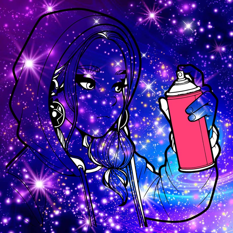 a realistic girl, spray painting