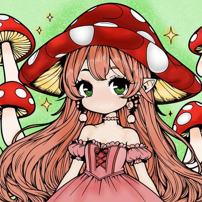 a magical mushroom girl realistic anime