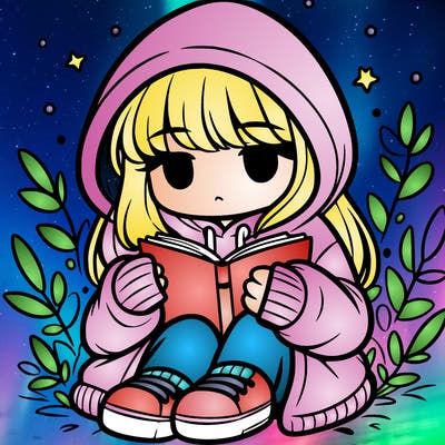 girl in oversized hoodie reading a book