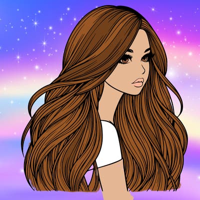 realistic girl with long realistic hair